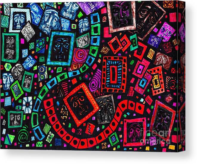 Abstract Canvas Print featuring the drawing Card Game by Sarah Loft