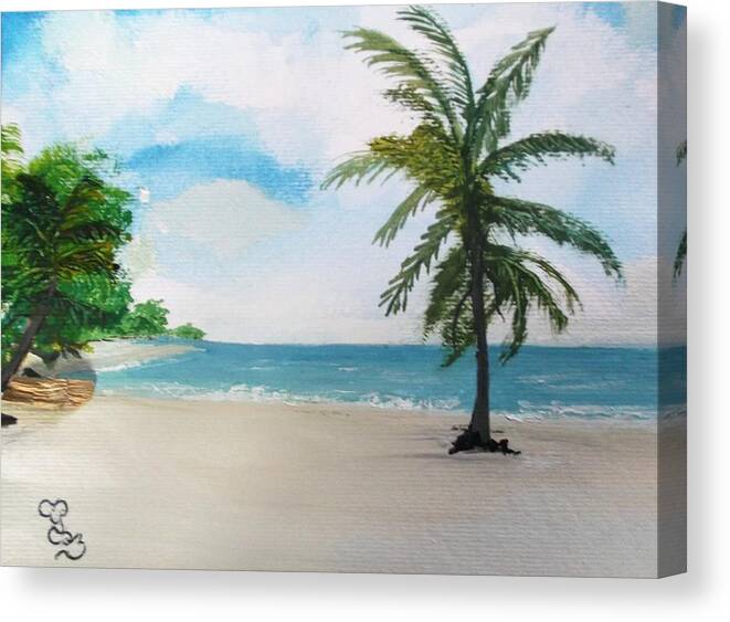 Caribbean Canvas Print featuring the painting Caribbean beach by Carole Robins