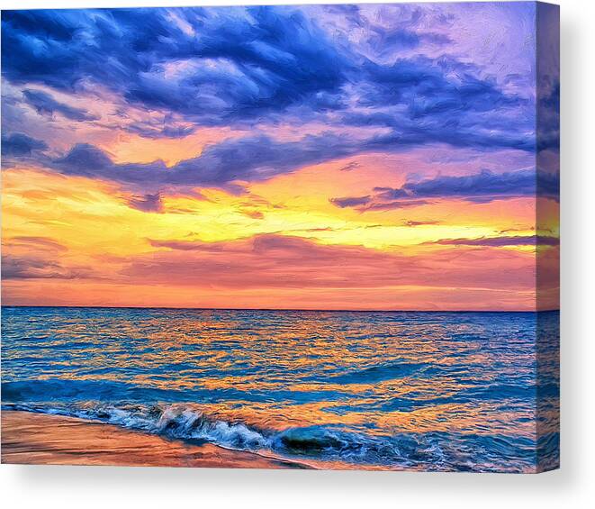 Caribbean Canvas Print featuring the painting Caribbean Sunset by Dominic Piperata