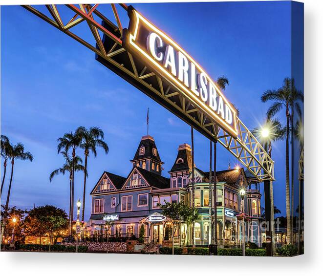 Carlsbad Canvas Print featuring the photograph Carlsbad Welcome Sign by David Levin