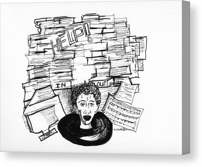 Cartoons Canvas Print featuring the drawing Cartoon Inbox by Michelle Gilmore