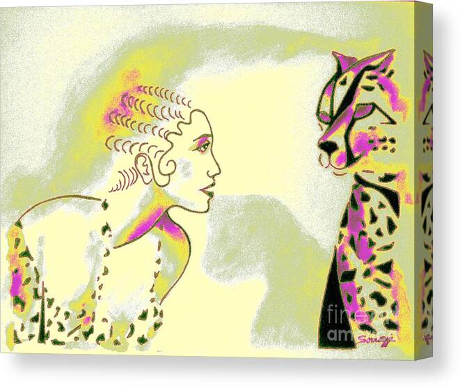 Josephine Baker Canvas Print featuring the painting Cat Eyes -- Multi-Color 3 by Jayne Somogy