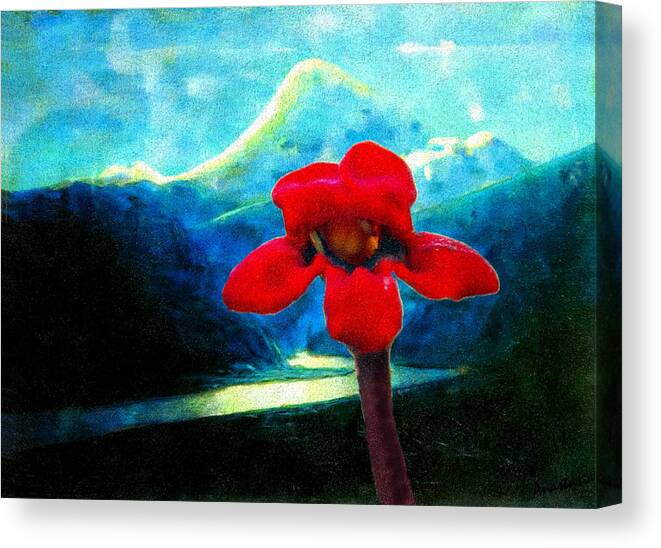 Red Flower Canvas Print featuring the photograph Caucasus Love Flower II by Anastasia Savage Ealy