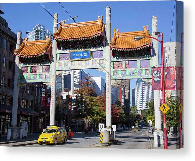 Cars Canvas Print featuring the photograph Chinatown Gates by Ramunas Bruzas
