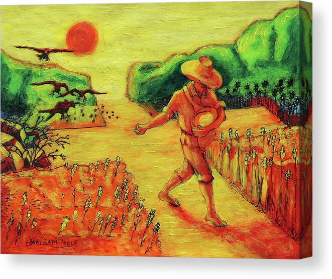 Christian Art Canvas Print featuring the painting Christian Art Parable of the Sower artwork T Bertram Poole by Thomas Bertram POOLE