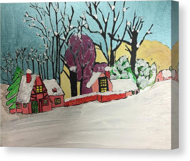 Christmas Card Canvas Print featuring the painting Christmas Card by Paula Brown