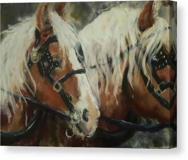 Pastel Canvas Print featuring the pastel Christmas Haflingers by Jim Fronapfel
