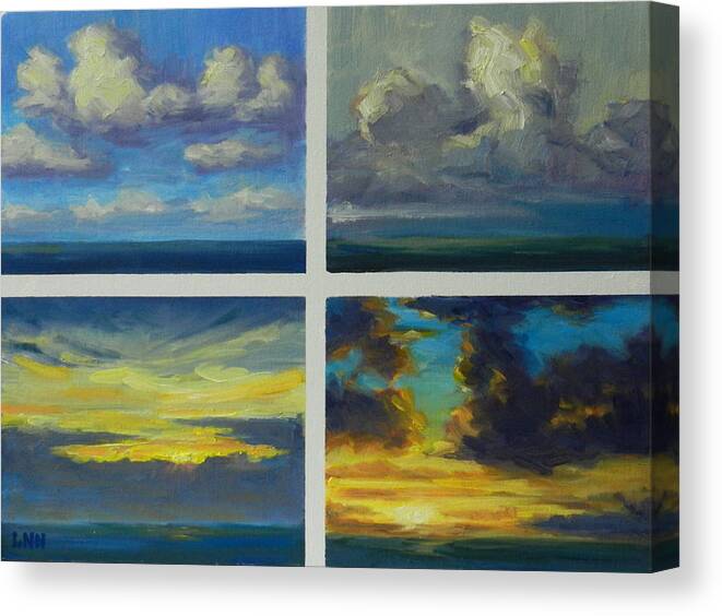 Skyscape Canvas Print featuring the painting Clouds by Ningning Li