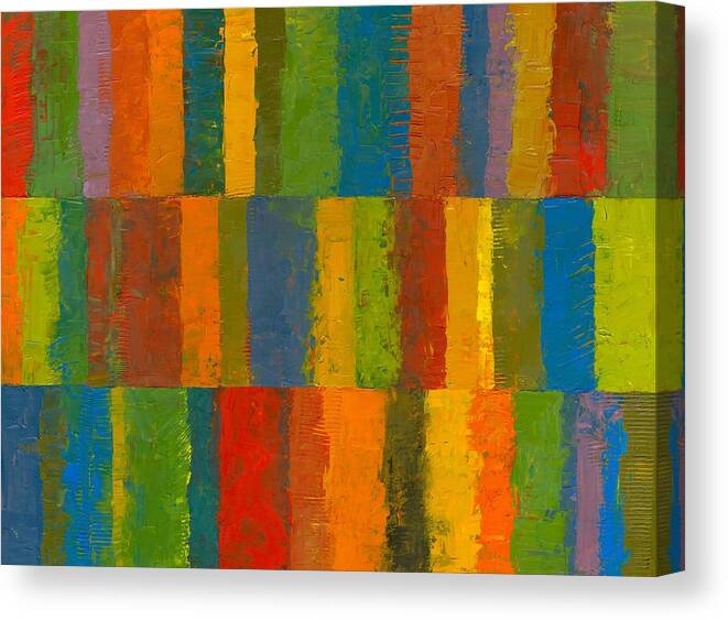 Abstract Canvas Print featuring the painting Color Collage with Stripes by Michelle Calkins