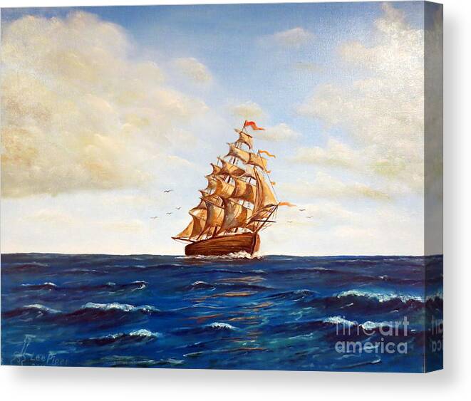 Sail Boat Canvas Print featuring the painting Coming Home by Lee Piper