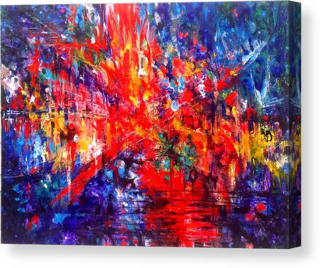 Energy Spiritual Art Canvas Print featuring the painting Composition # 1. Series Abstract Sunsets by Helen Kagan