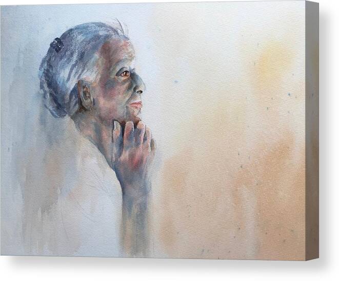 Watercolor Canvas Print featuring the painting Contemplation by Pat Dolan