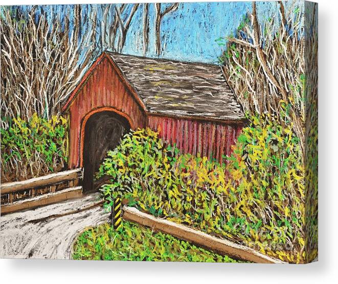 Covered Bridges Canvas Print featuring the painting Covered Bridge by Reb Frost