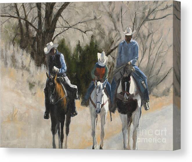 Cowboys Canvas Print featuring the painting Cowboys by Tate Hamilton