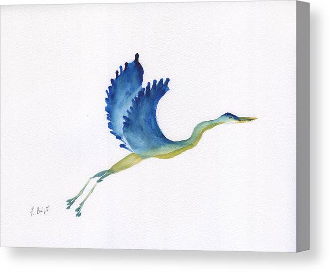 Crane In Flight Canvas Print featuring the painting Crane In Flight by Frank Bright
