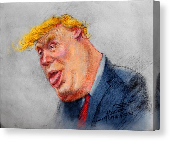Donald Trump Canvas Print featuring the drawing Crooked Trump by Ylli Haruni