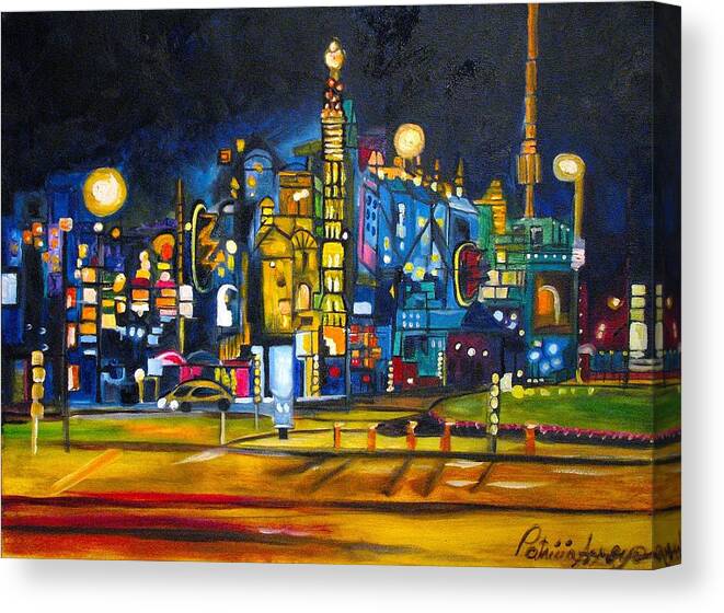 Cityscape Canvas Print featuring the painting Dam Square by Patricia Arroyo