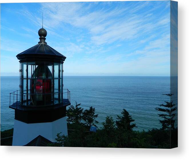 Oregon Canvas Print featuring the photograph Darkened Lighthouse by Gallery Of Hope 