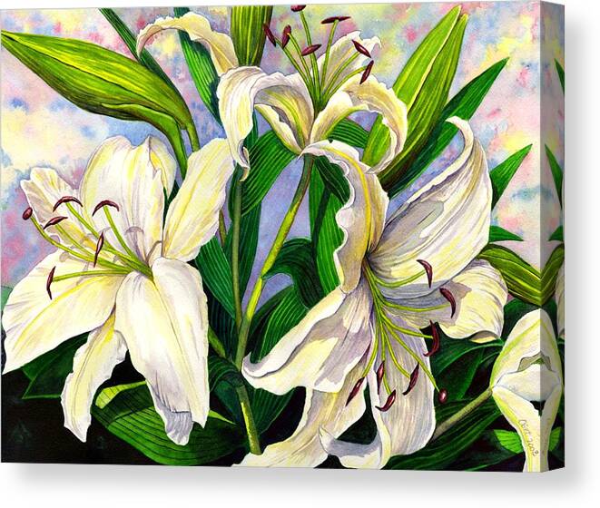 Lily Canvas Print featuring the painting Daylilies 2 by Catherine G McElroy