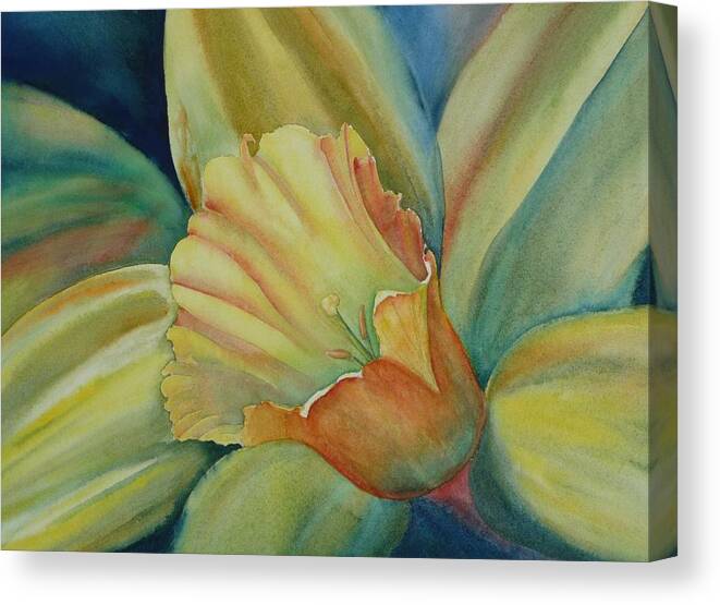 Flower Canvas Print featuring the painting Dazzling Daffodil by Ruth Kamenev