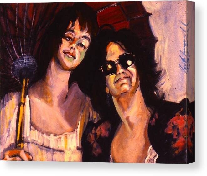 Portraits Canvas Print featuring the painting Debbie and Kate by Les Leffingwell