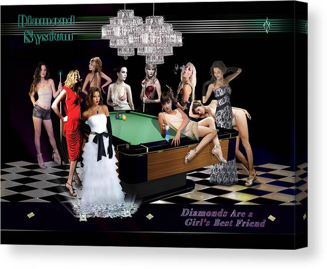 Pool Canvas Print featuring the digital art Diamond System by Draw Shots