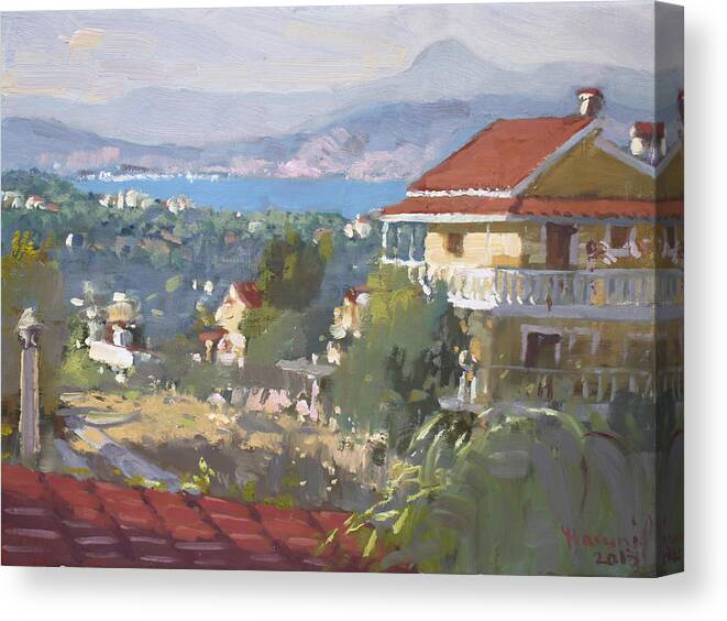 Dilesi Athens Canvas Print featuring the painting Dilesi Athens by Ylli Haruni