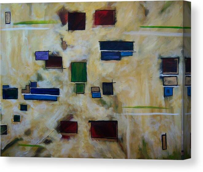 Abstract Canvas Print featuring the painting Dimension 1 by Patricia R Moore
