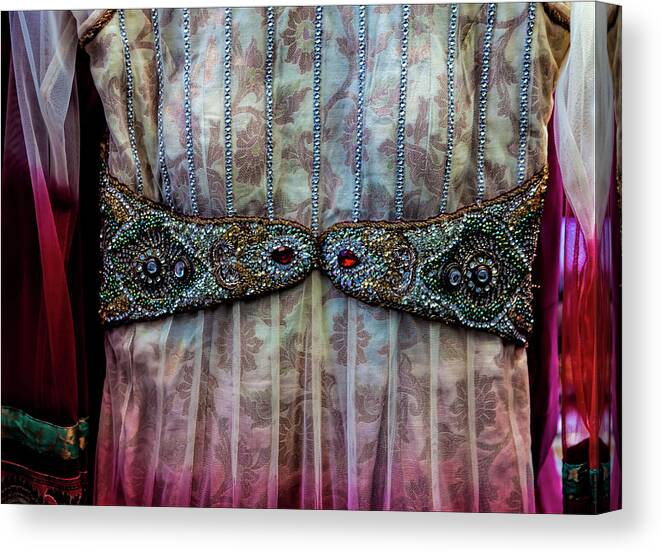 Diwali Festival Nyc 2017 Canvas Print featuring the photograph Diwali Festival NYC 2017 Dress Detail by Robert Ullmann