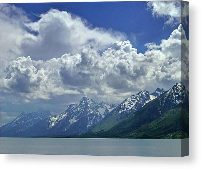 Clouds Canvas Print featuring the photograph DM9234 Clouds Over Mt. Moran H by Ed Cooper Photography