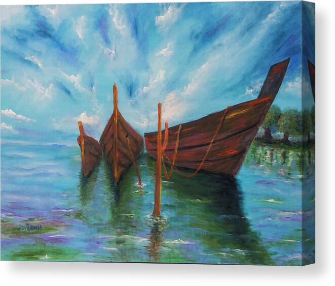 Painting Canvas Print featuring the painting Docking by Itzhak Richter