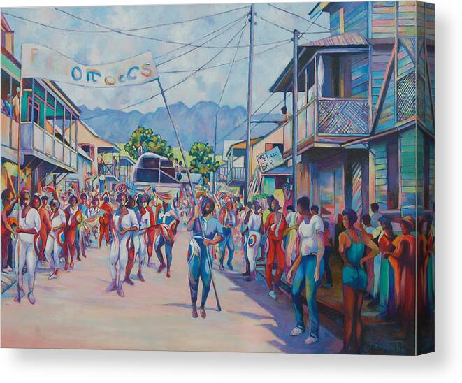 Caribbean Carnival Canvas Print featuring the painting Dominica Carnival by Glenford John