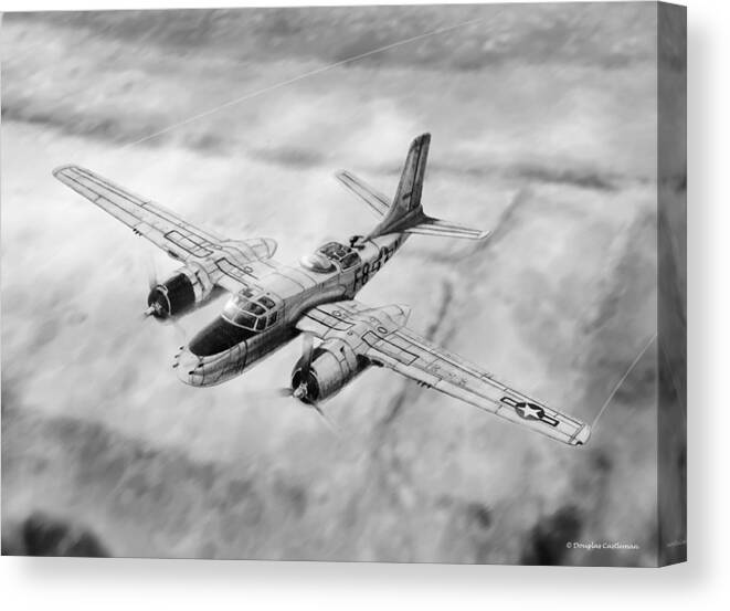 Aviation Canvas Print featuring the drawing Douglas A-26 Invader by Douglas Castleman