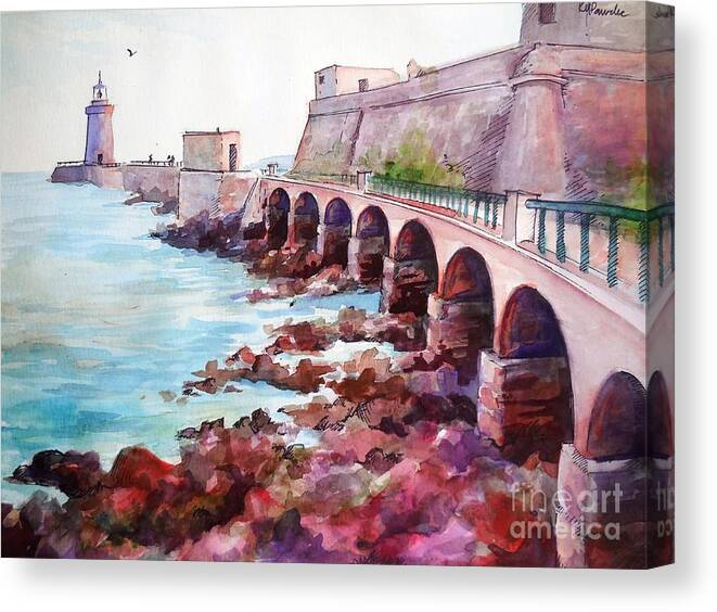 Ocean Canvas Print featuring the painting Down by the Sea by K M Pawelec