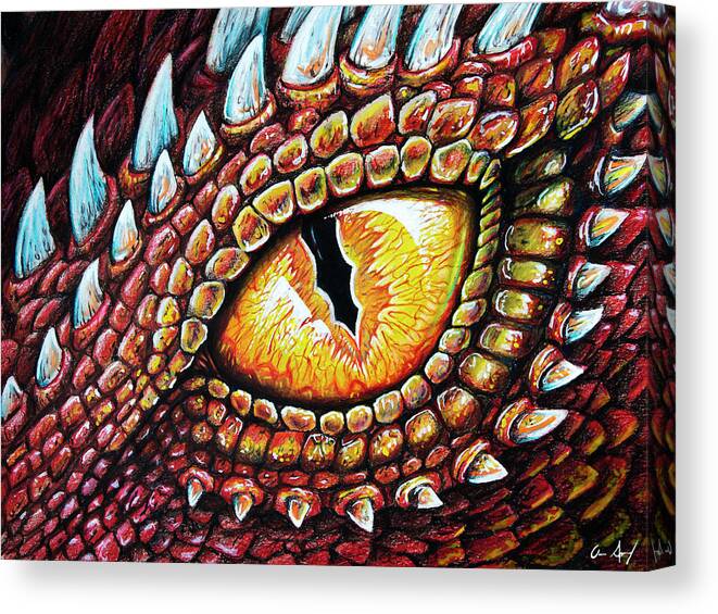 Dragon Canvas Print featuring the drawing Dragon Eye by Aaron Spong