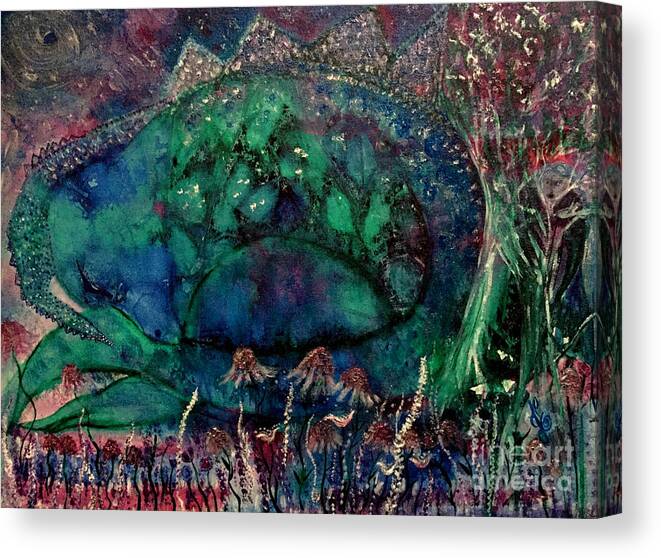 Dragon Canvas Print featuring the painting Dragon Guardian by Julie Engelhardt