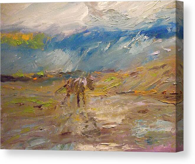 Rain Canvas Print featuring the painting Drenched by Susan Esbensen