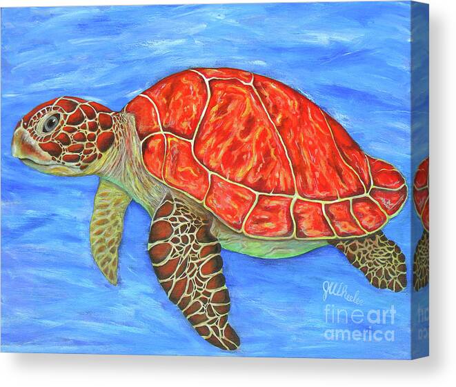 Sea Turtle Canvas Print featuring the painting Drifter by JoAnn Wheeler