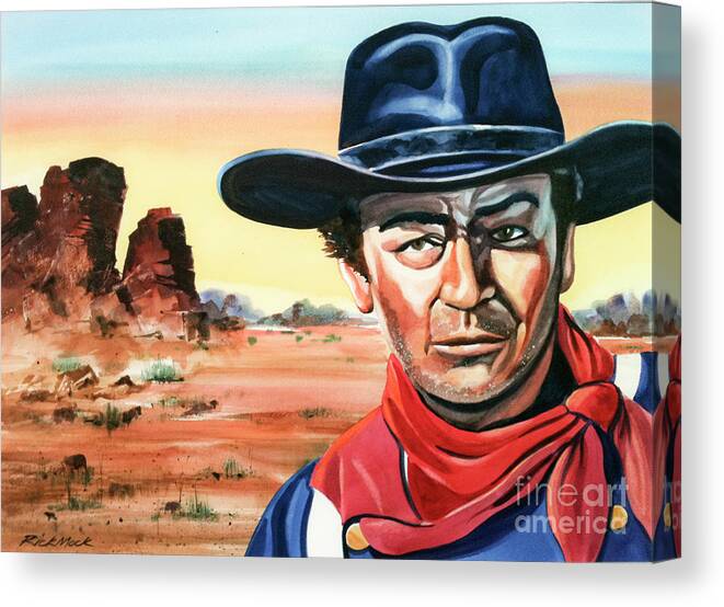 Watercolor Canvas Print featuring the painting Duke by Rick Mock