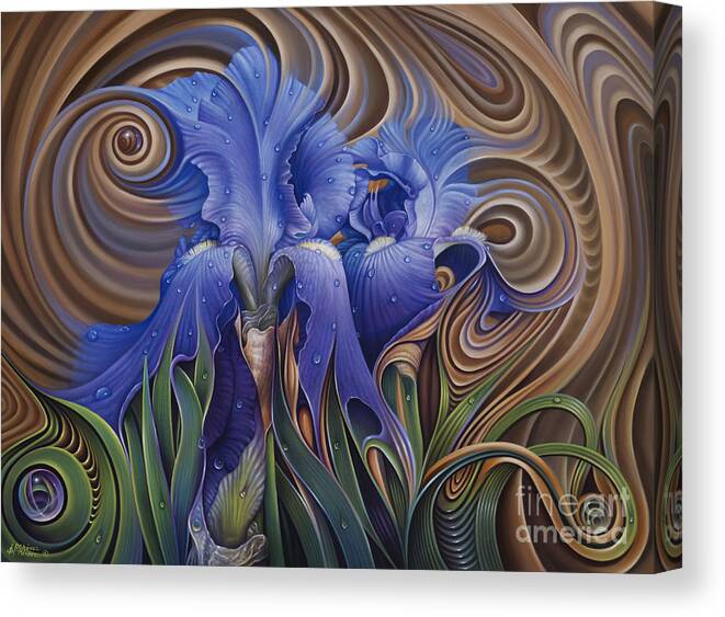 Flower Canvas Print featuring the painting Dynamic Iris by Ricardo Chavez-Mendez