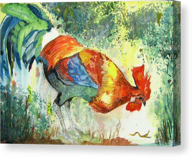 Rooster Canvas Print featuring the painting Early Bird by Mike Benton