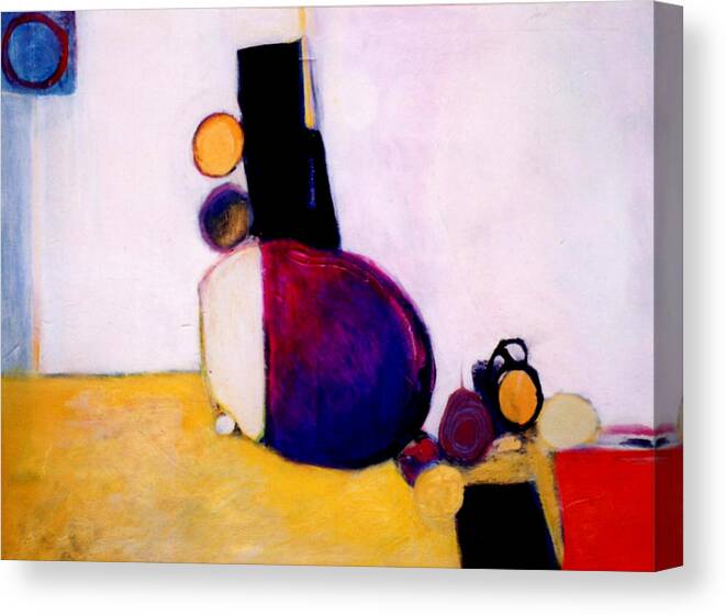 Abstract Canvas Print featuring the painting Early Blob Having A Ball by Marlene Burns