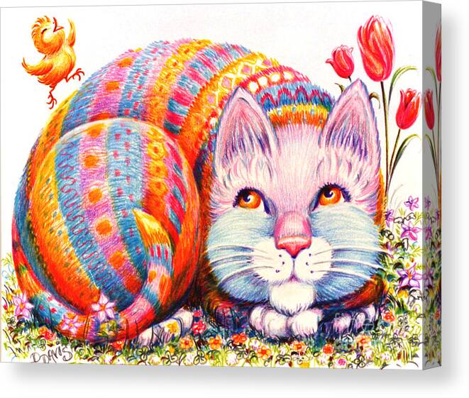 Cat Canvas Print featuring the drawing Eggbert by Dee Davis