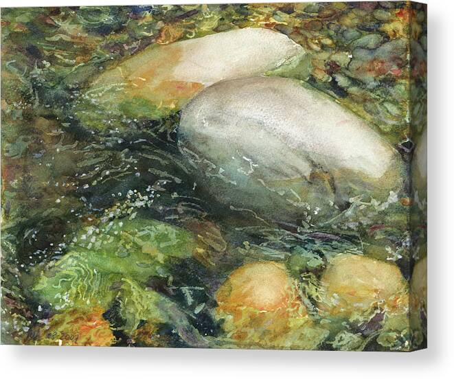 River Rocks Canvas Print featuring the painting Elbow River Rocks 2 by Madeleine Arnett