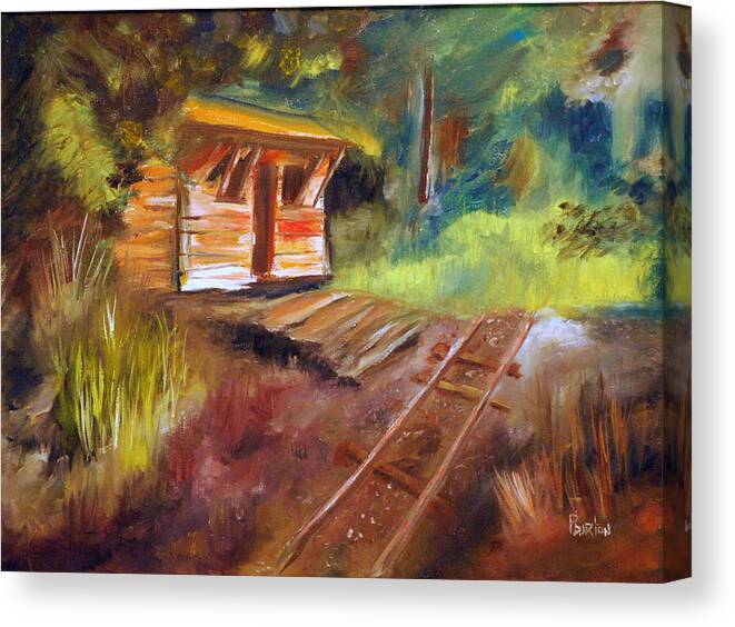 Impressionist Abandoned Rail Line Canvas Print featuring the painting End Of The Line by Phil Burton