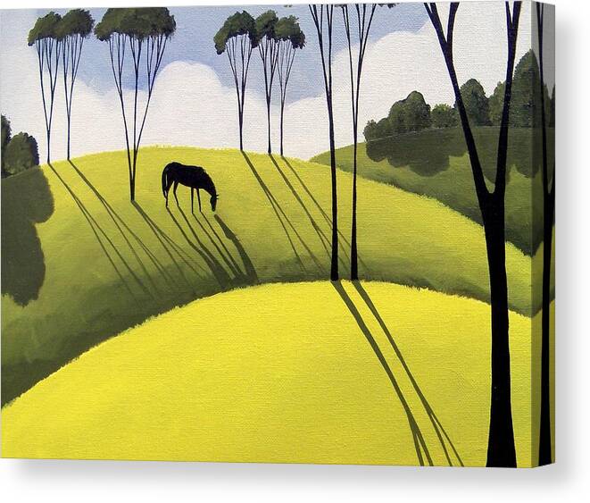 Art Canvas Print featuring the painting Ending Of The Day - horse country landscape by Debbie Criswell