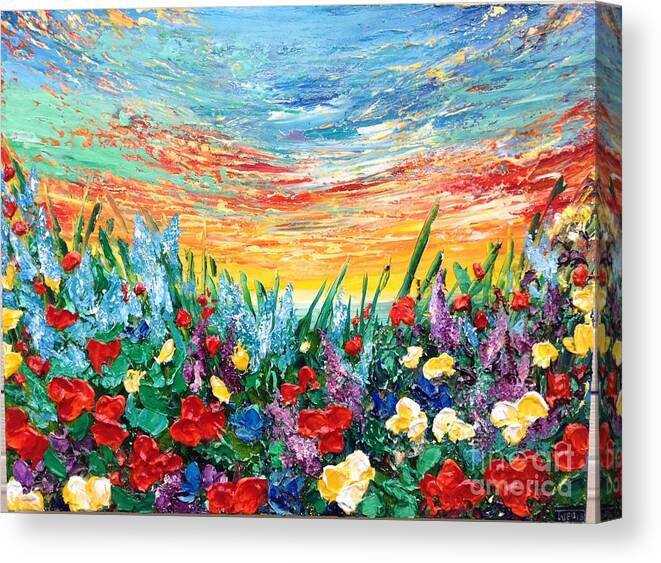 Poppies Canvas Print featuring the painting Enjoy It by Teresa Wegrzyn
