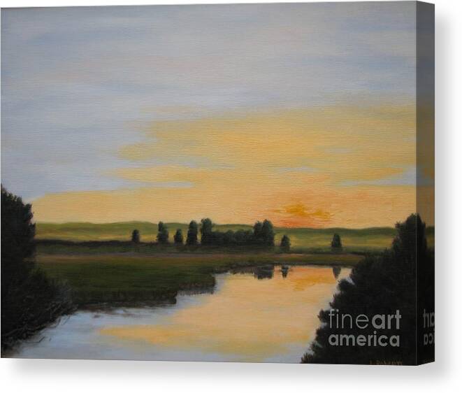 Landscape Canvas Print featuring the painting Evening Solitude by Laura Roberts