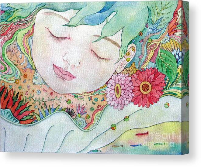 Child Canvas Print featuring the painting Everything is a Child of the Earth by Fumiyo Yoshikawa