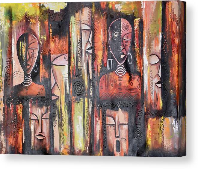 African Artists Canvas Print featuring the painting Facemask by Daniel Akortia